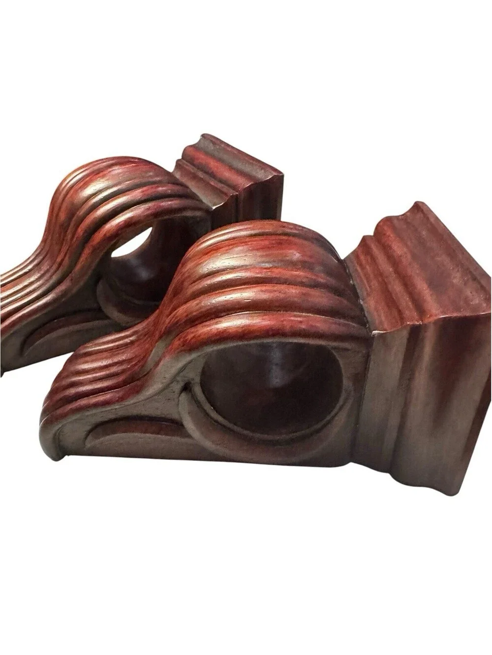 2 Drapery Sconce Corbels Curtain Rod Swag Holder Bracket Mahogany Finish 7